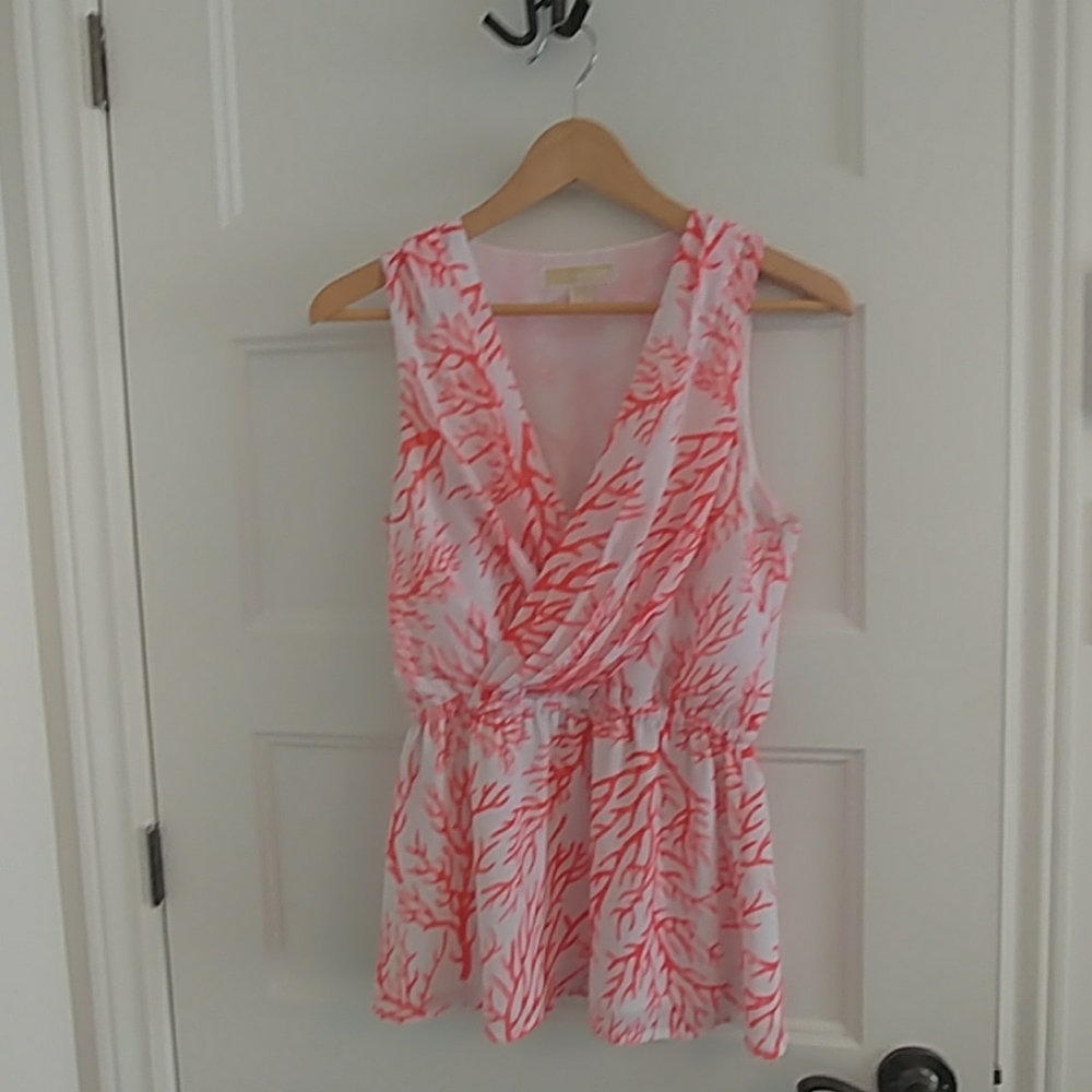 Michael Kors size small coral/white blouse